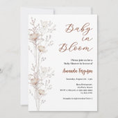 ベビーシャワーのワイルドフラワー開花ベージュクリーム 招待状 (正面)