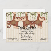 ベビーシャワーの三重項猿 招待状 (正面/裏面)