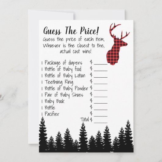 ベビーシャワーの値段を推測する 招待状 (正面)