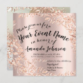 ベビーシャワーの写真 花の花束 ローズ ピンク ロイヤル ベビー 招待状 (正面/裏面)