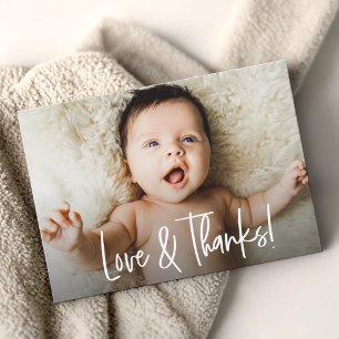 ベビーシャワーの写真 Love and Thanks 手書き体デザイン サンキューカード