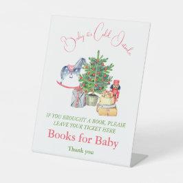 ベビーシャワーの冬のガールブックは寒い 台座サイン