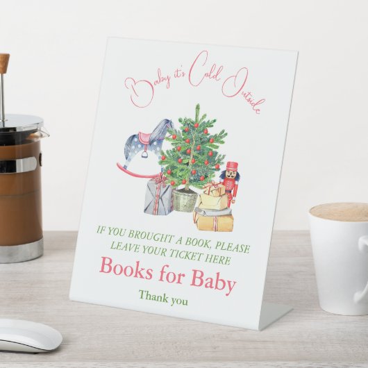 ベビーシャワーの冬のガールブックは寒い 台座サイン (インサイチュ)