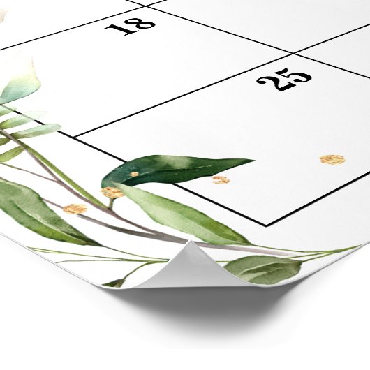 ベビーシャワーの出産予定日予想カレンダー ポスター (角)