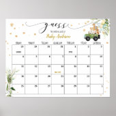 ベビーシャワーの出産予定日予想カレンダー ポスター (正面)