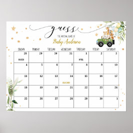 ベビーシャワーの出産予定日予想カレンダー ポスター