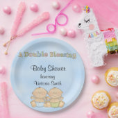 ベビーシャワーの双生児の男の子 ペーパープレート (パーティー)