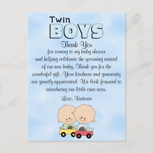ベビーシャワーの双生児の男の子 ポストカード (正面)