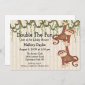 ベビーシャワーの双生児猿 招待状 (正面/裏面)