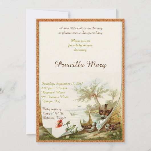 ベビーシャワーの名誉を与えること 招待状 (正面)