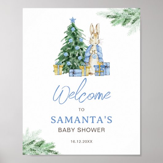 ベビーシャワーの外が冷たいウェルカムサイン ポスター (正面)
