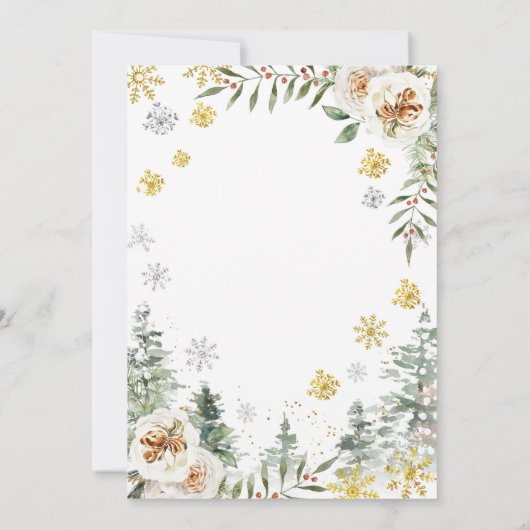 ベビーシャワーの外は寒い冬の動物林 招待状 (裏面)