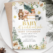 ベビーシャワーの外は寒い冬の動物林 招待状