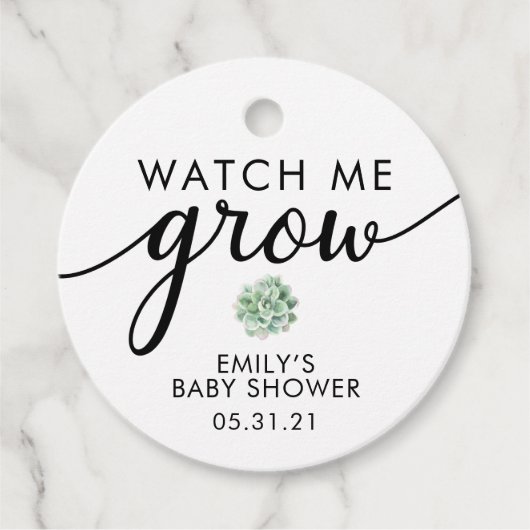 ベビーシャワーの多肉植物のギフタグ フェイバータグ (正面)