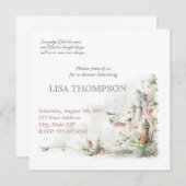 ベビーシャワーの女の子のおとぎ話の森林かわいいカード 招待状 (正面/裏面)