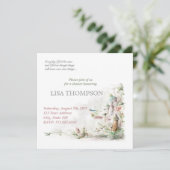 ベビーシャワーの女の子のおとぎ話の森林かわいいカード 招待状 (スタンド正面)