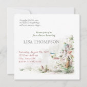 ベビーシャワーの女の子のおとぎ話の森林かわいいカード 招待状 (正面)