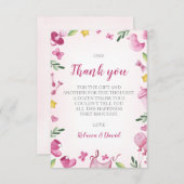 ベビーシャワーの女の子のサンキューカード|のピンク|象 エンクロージャーカード (正面/裏面)