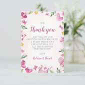 ベビーシャワーの女の子のサンキューカード|のピンク|象 エンクロージャーカード (スタンド正面)