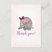 ベビーシャワーの女の子のサンキューカード|のピンク|象 エンクロージャーカード (裏面)