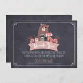 ベビーシャワーの女の子の森林サンキューカード サンキューカード (正面/裏面)