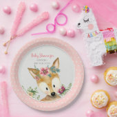 ベビーシャワーの女の子の森林動物のBohoのシカの花柄 ペーパープレート (パーティー)