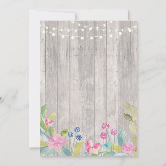 ベビーシャワーの女の子または男の子木製の花ライト招待 招待状 (裏面)