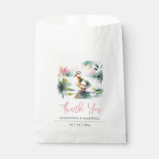 ベビーシャワーの好意バッグ水色ダック フェイバーバッグ (正面)