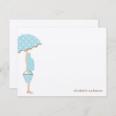 ベビーシャワーの平らなサンキューカードがあるスタイリッシュなお母さん ノートカード (正面/裏面)