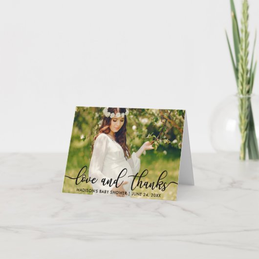 ベビーシャワーの愛および感謝の写真のメッセージカード サンキューカード (正面)