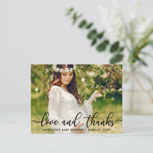 ベビーシャワーの愛と感謝の写真 ポストカード (スタンド正面)