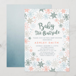 ベビーシャワーの招待それは冷たい外の雪片です 招待状