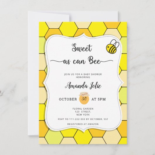 ベビーシャワーの招待に甘い 招待状 (正面)