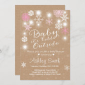ベビーシャワーの招待のベビーそれは冷たい外の女の子です 招待状 (正面/裏面)
