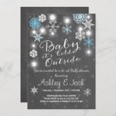 ベビーシャワーの招待のベビーそれは冷たい外の男の子です 招待状 (正面/裏面)