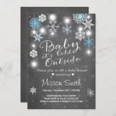 ベビーシャワーの招待のベビーそれは冷たい外の男の子の青です 招待状 (正面/裏面)