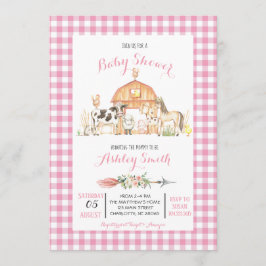 ベビーシャワーの招待客のピンクガール 招待状