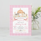 ベビーシャワーの招待客のピンクガール 招待状 (スタンド正面)