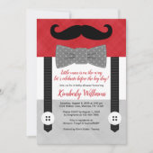 ベビーシャワーの招待客、赤灰色の小男 招待状 (正面)