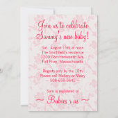 ベビーシャワーの招待状があるお母さん 招待状 (裏面)