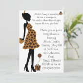 ベビーシャワーの招待状がある愛らしいサファリのお母さん 招待状 (スタンド正面)