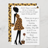 ベビーシャワーの招待状がある愛らしいサファリのお母さん 招待状 (正面/裏面)