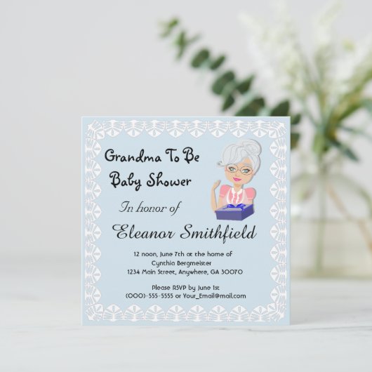 ベビーシャワーの招待状がある祖母 招待状 (スタンド正面)