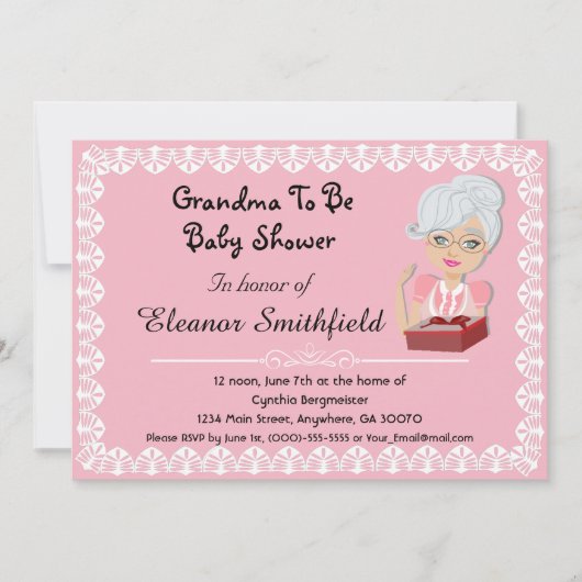 ベビーシャワーの招待状がある祖母 招待状 (正面)