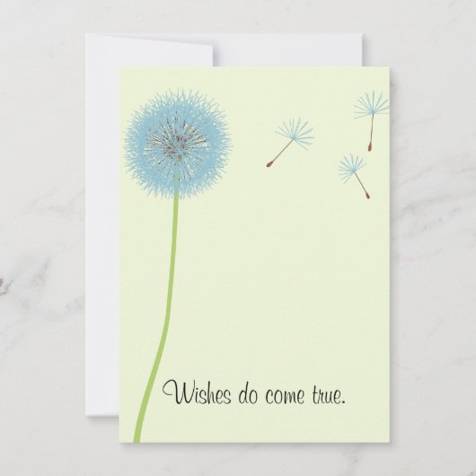 ベビーシャワーの招待状のためのタンポポの願い 招待状 (正面)