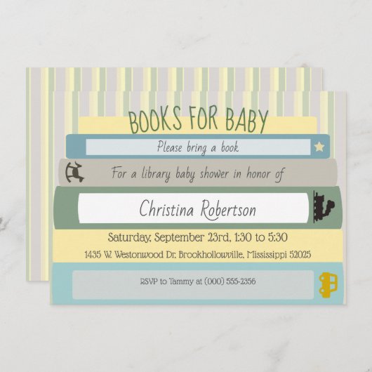 ベビーシャワーの招待状のための本 招待状 (正面/裏面)