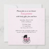 ベビーシャワーの招待状のぼろぼろのヴィンテージのピンク 招待状 (裏面)