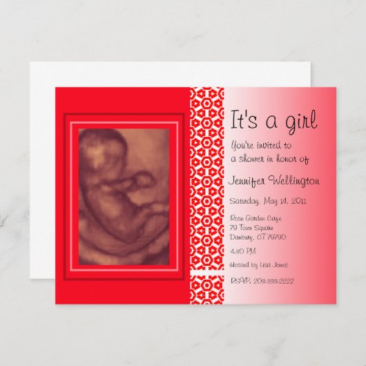 ベビーシャワーの招待状の赤の超音波 招待状