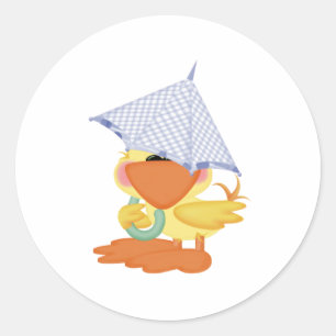 ベビーシャワーの招待状青いアヒルかQuackup ラウンドシール