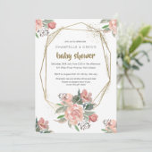 ベビーシャワーの招待状 | ゴールドスパークル 招待状 (スタンド正面)